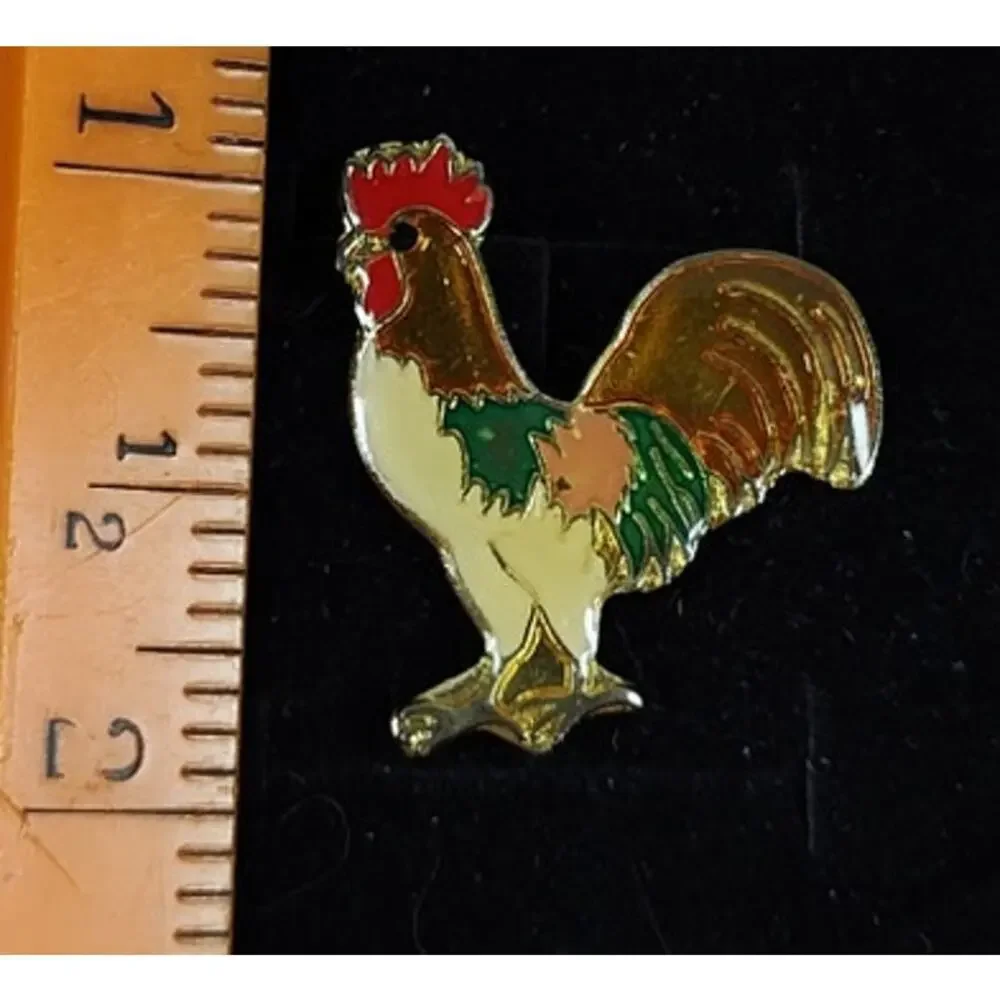 Farm Rooster Poultry Bird Pin for a Hat, Lapel, Lanyard, Jacket or Backpack